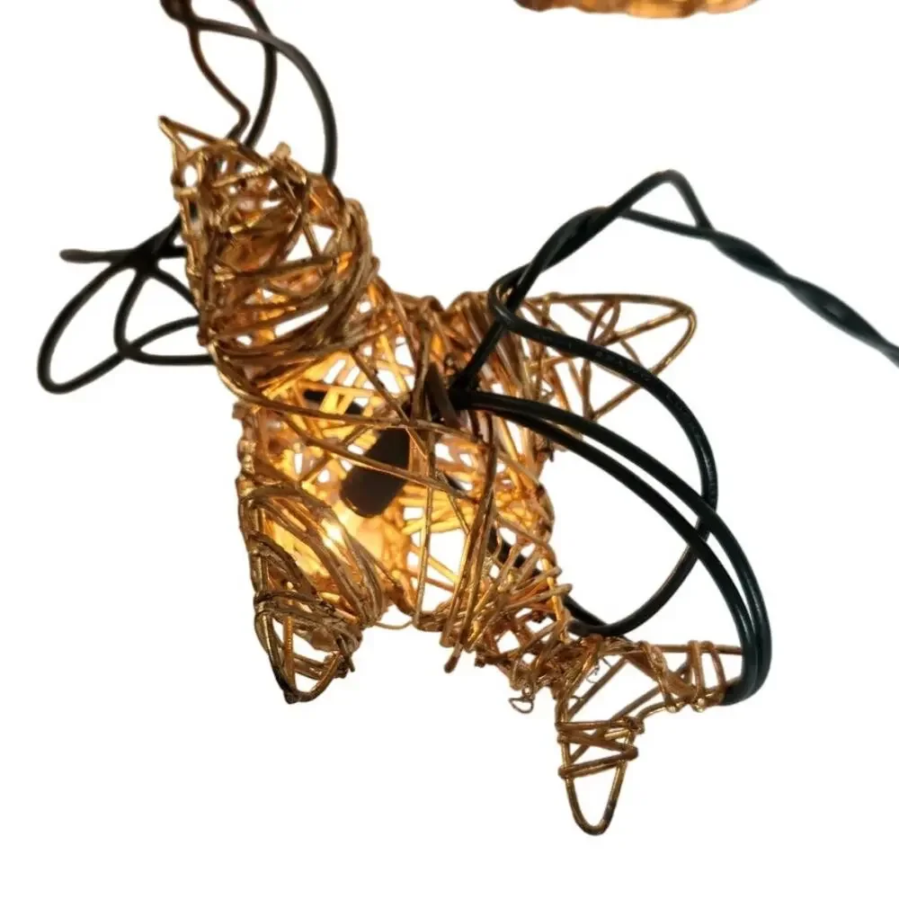 10 Elegant Gold Woven Bird String Holiday Christmas Tree Lights Decor TESTED